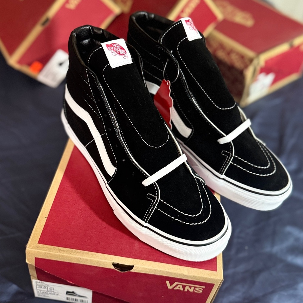 Vans Black and White High-Top Sneakers